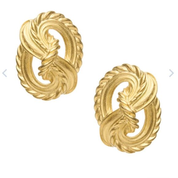 Twisted Gold Rope Earrings - Picture 1 of 3